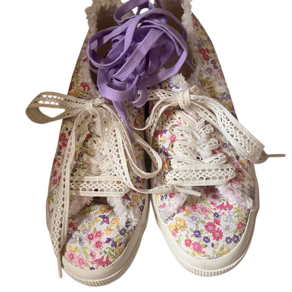 Love Shack Fancy X SUPERGA Flowers Friday Sneakers with Box Pass Frt Pink 8.5 - Picture 2 of 13